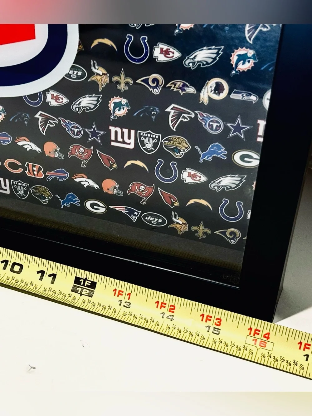 NFL Framed Wall Art Man Cave Dorm Decor Football Team Logos Shadow Box 16x16